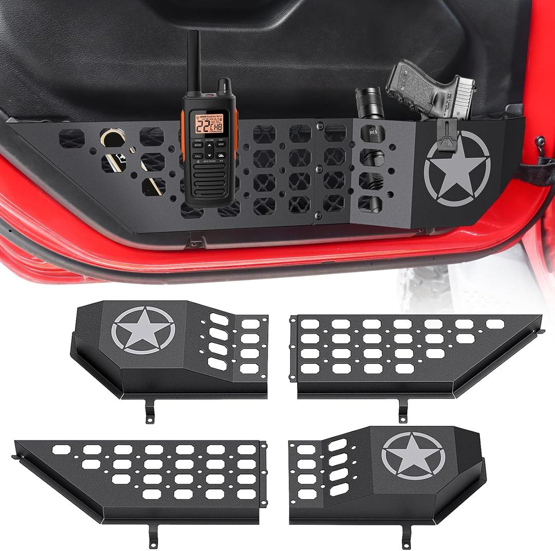 Metal Front Door Pocket Storage Box for Jeep Wrangler JL JLU 4XE 2018-2025 & Gladiator JT 2020-2022 2023 2024 2025 Accessories Door Organizer Storage Molle Panels (Not for Power Seats), 2PCS