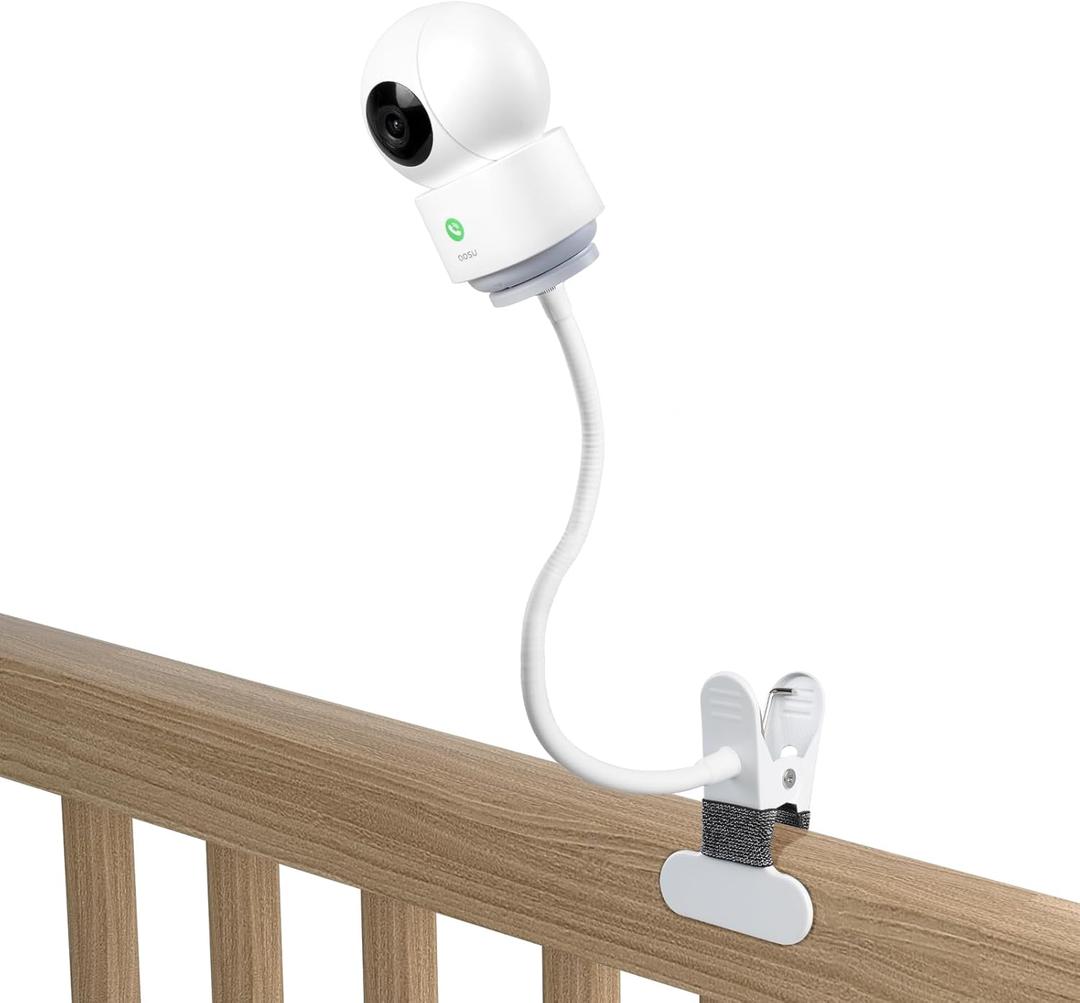 No-Drill Clip Mount for AOSU IndoorCam P1/P1 Pro - 40cm Flexible Gooseneck Camera Clamp Holder, Fits Baby Cribs, Shelf, Table & More (Up to 1.5" Thick)