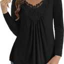Tralilbee Women's Plus Size Tops Casual Blouse Short Sleeve Lace Crochet Tunic Tops, 2XL