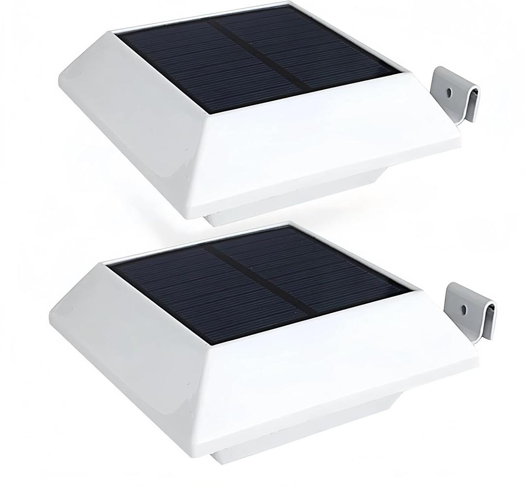 Solar Gutter Lights Motion Sensor Outdoor Security Light (2 Pack), Waterproof LED (6-Diode) Durable Fence Gutter Driveway Garden Patio Path Decking Light Made for Quality Outdoor Life