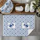 Chinoiserie Boston Terrier Kitchen & Hand Towels Set of 2,Blue and White Floral Dog Gifts Dish &Tea Towels for Kitchen Bathroom Decor,Dog Lover Gifts for Women 16x24 Inch