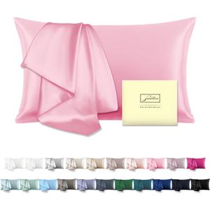 Mulberry Silk Pillowcase for Hair and Skin Standard Size 20"X 26" Pillow Case with Hidden Zipper Soft Breathable Smooth Cooling Silk Pillow Covers for Sleeping (Pink,Standard,1Pcs)