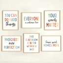 2 x seersillus 6Pcs Positive Motivational Wall Decor, Boho Classroom Decor, Inspirational Office Kids Room Teacher Decor, Teacher Gift, Unframed (8X10 INCH)