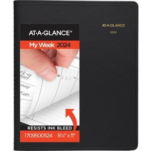 AT-A-GLANCE 2024 Appointment Book Planner, Weekly (Jan 2024-Jan 2025), 8-1/4" x 11", Large, Black (709500524)