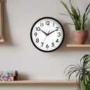 Wall Clock Small Analog 8 Inch Silent Non Ticking Battery Operated Modern Simple Decorative for Kitchen Office Bedroom Bathroom Living Room(Black)