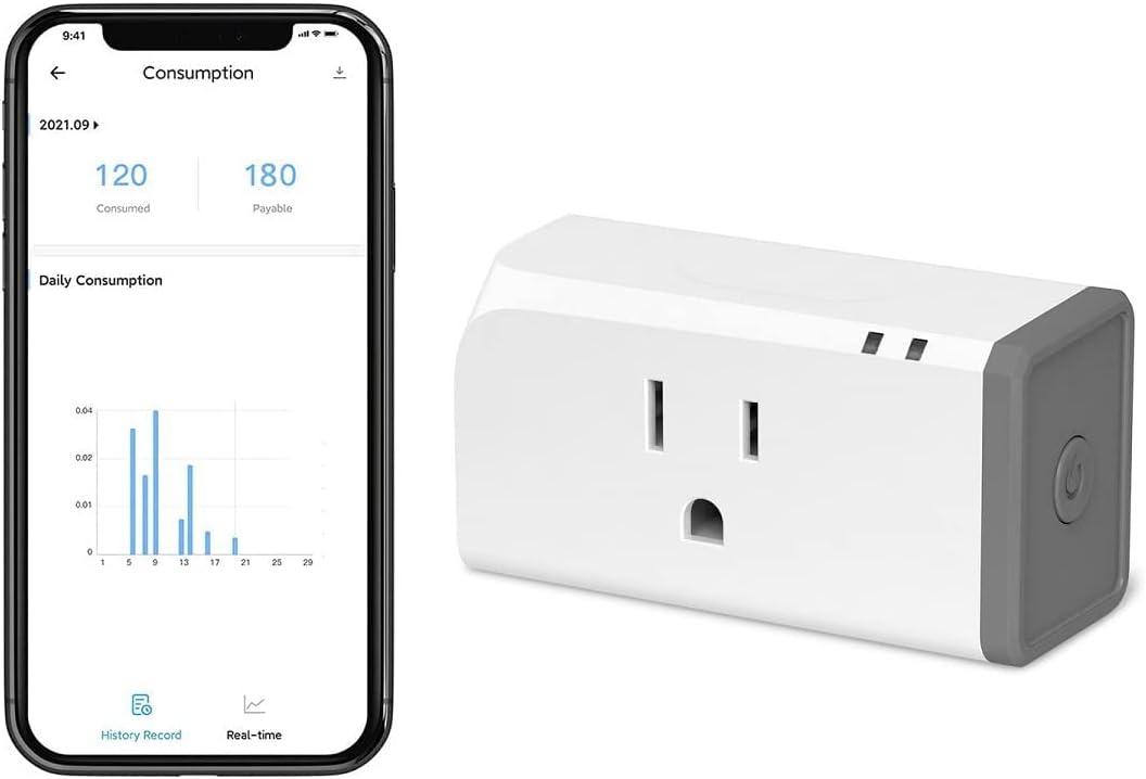 SONOFF S31 WiFi Smart Plug with Energy Monitoring, 15A Smart Outlet Timer Switch ETL Certified, Compatible with Alexa & Google Home, IFTTT Supporting, 2.4 Ghz Wi-Fi Only