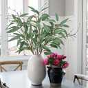 Faux Eucalyptus Stems Willow Eucalyptus Leaves 34 Long Fake Salix Leaves 3 Pcs Artificial Greenery Stems for DIY Bouquet Arrangements Centerpieces Shower Decorations-Artificial Eucalyptus Stems