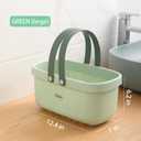 JiatuA Plastic Storage Basket with Handle Portable Shower Caddy Tote Organizer Basket Bin for Bathroom Kitchen Dorm Room Bedroom, Green (Large)