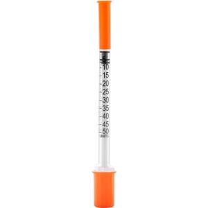 U-100 1/2ml Syringe with Needle, 31G 5/16" 8mm 1/2cc Syringes, Disposable Individual Package, Pack of 100