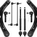 Front Lower Control Arms w/Ball Joints + Tie Rods + Sway Bar Links Suspension Kit Replacement for 2009-2012 Dodge Caliber, 2007-2017 Jeep Compass/Patriot (8pc)