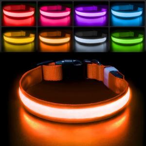 PcEoTllar Light up Dog Collar for Night Walking - LED Dog Collar Light Rechargeable Color Changing, Glow in The Dark Dog Collars Waterproof Glowing Dog Collars for Large Small Medium Dogs (L(19 inch-23.6 inch), Orange)