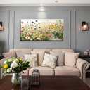 KZKU Watercolor Floral Botanical Prints Wildflower Pictures Wall Decor Colorful Plant Paintings Canvas Prints 24" x 48" Wall Art for Living Room Bedroom Office Home Decor Ready to hang