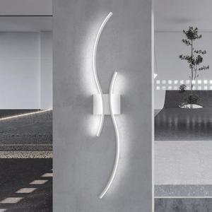 CANEOE Modern Wall Sconce, White Long Strip Led Wall Light Fixtures, 39inch Wave Design Indoor Wall Lamp for Living Room Bedroom Porch Hallway Bathroom Vanity Light (Cool White, 6000K), 1 Pack, Hard-Wired