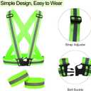 2 Pack Large Size Adjustable Running Reflective Vests, High Visibility Safety Reflective Gears and 2 Pack Reflective Gear Wristbands for Night Running, Biking,Hiking,Jogging and Dog Walking
