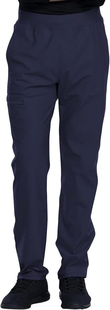 Cherokee Scrubs Mens Pants Tapered Leg with 5 Pockets, Zip Cargo, 360 Stretch & Moisture Wicking - CK185 (X-Large, Navy)