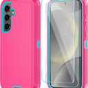 ONOLA Phone Case for Samsung Galaxy S24 Case with HD Screen Protector, Heavy Duty Shockproof & Dropproof 3-Layer Cover Phone Case for Galaxy S24 6.2'', PinkSkyBlue