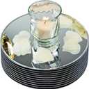 10 Pack Round Mirror Centerpieces for Tables Decorations, 10" Acrylic Circle Mirror Tray Candle Plate Centerpiece Table Decorations for Wedding Decorations Party, Wall Decor (Round, 1010inch)