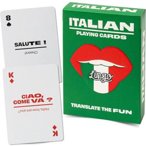 Italian Lingo Playing Cards | Travel Flashcards | Learn Italian Vocabulary in A Fun & Easy Way | 52 Essential Translations