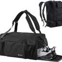 Kookoomia Small Gym Bag for Men with Shoes Compartment and Wet Pocket Convertible Duffle Bag and Gym Backpack Waterproof Sports Bag with 2 Bottle Holders Weekender Overnight Bag - Black