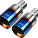Upower 2.5 Inch Inlet 4 Inch Outlet Exhaust Tip 2 1/2" to 4" Blue Burnt Exhaust Tailpipe 9" Long Double Wall Straight Cut 304 SS Weld On Pack of 2