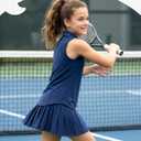 PATPAT Girls Tennis Outfits Size 13-14, Navy Blue Sleeveless Polo Shirts + Pleated Skirt with Built in Shorts 2 Piece Outfits Clothes For Girls Gym Outfits Kids Activewear Sets