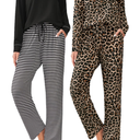 Ekouaer 2 Pack Women Pajama Long Sleeve Sleepwear Soft Loungewear Pjs Sets with Pockets Size XXL