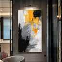 Phahey Wall Art Large Modern Abstract Artwork Black Yellow Canvas Painting for Living Room Bedroom Office Home Decor 20"x40" with Framed