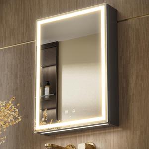 KWW 20 x 28 Inch LED Lighted Bathroom Medicine Cabinet with Sockets & USBs, Defogger, Dimmable, 3 Color Light Makeup Mirror, Easy to Install, Wall Mounted Cabinet 