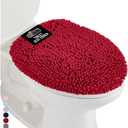 GORILLA GRIP Soft Chenille Bathroom Toilet Lid Cover, Machine Washable Seat Covers, 19.5x18.5, Stays in Place Rubber Backing, Fits Most Round, Elongated and Oblong Lids, Accessories Decor, Red