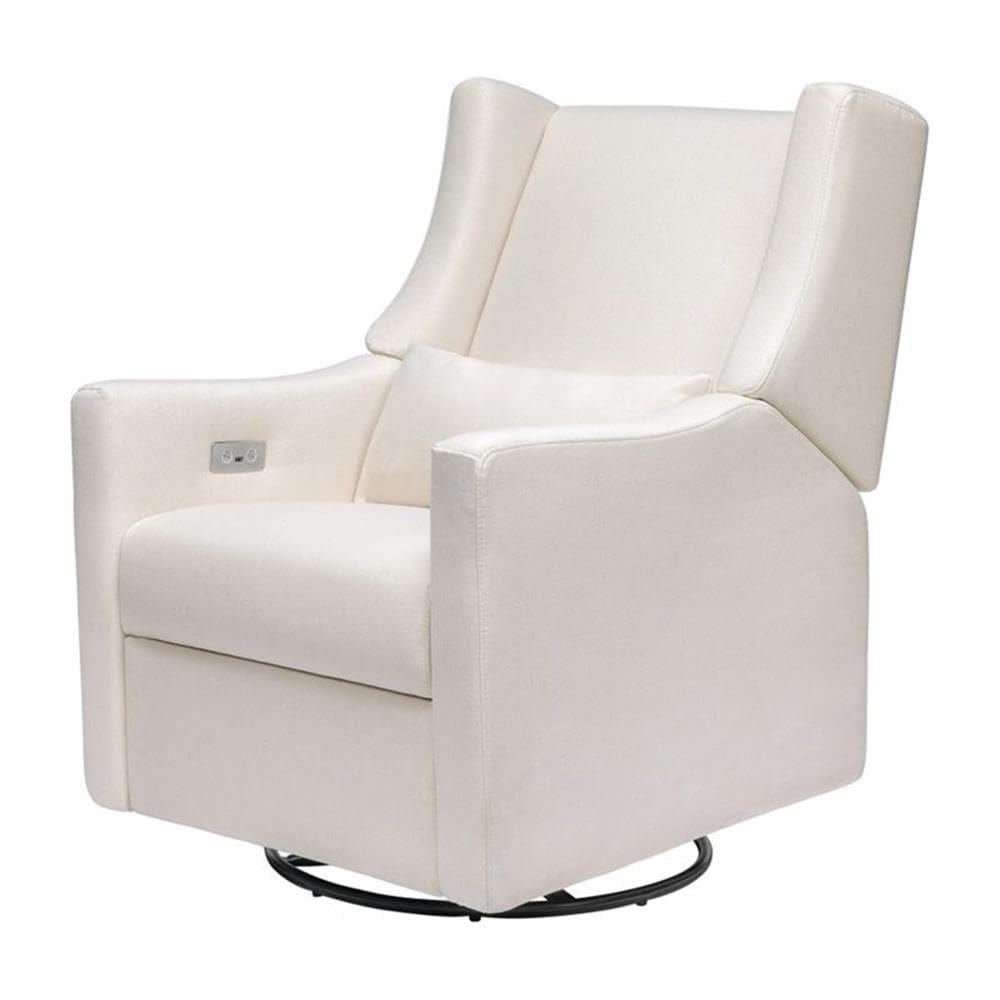 Babyletto Kiwi Glider Recliner Nursery Chair w/ USB Ports - GREENGUARD Gold Certified - Water & Stain Resistant Glider Rocking Chair - Electronic, 270 Swivel, Performance Cream Eco-Weave
