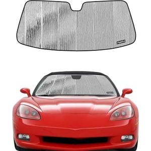 Pigenius Windshield Sunshade for Chevy Corvette C6 2009-2013, Reversible Silver/Black