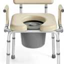 HOMLAND Drop Arm Bedside Commode Toilet with Padded Seat & Backrest
Adjustable Height, Easy Side Transfer, Portable Toilet for Seniors and Adults, 6.3QT Bucket, Tool-free Assembly Potty Chair