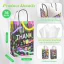 DjinnGlory 36 Pack Small-Size Black Paper Gift Bags with Handles (Let's Glow Party) and 36 White Tissue Paper for Themed Birthday Parties, 9x5.5x3.15 Inch