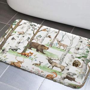 Rustic Cabin Bathroom Rugs, Farmhouse Country Bear Moose Forest Bathroom Rugs Vintage Wood Bath Mats, Hunting Camping Bathroom Rugs Sets for Bathroom Bedroom Kitchen Outdoor Indoor 17x29 Inch