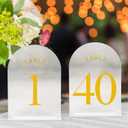 JOYIT Frosted Arch Wedding Table Numbers 1-40 with Stands  5" X 7" Acrylic Gold Table Number Holders, Perfect for Wedding Receptions, Parties, Anniversaries, and Events