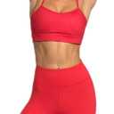 IMEKIS Women's Workout Sets 2 Piece Yoga Outfit High Waisted Biker Shorts Leggings Sports Bra Gym Fitness Clothes Tracksuit, L, Red