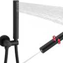 Black Shower Wand Brass Handheld Shower 7 Inch High Pressure Hand Held Shower Head High Flow Sprayer, 2 In 1 Function with 59 inch Hose, Bracket