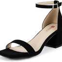 IDIFU IN2 Chunky Block Low Heels Square Open Toe Ankle Strap Short Heeled Sandals Wedding Bride Bridal Ladies Summer Prom Dress Shoes for Women Dressy Comfortable Formal Cute Trendy Small Thick Heels, Size 8