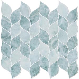 Tilingview 10 Pcs Leaf Design Peel and Stick for Kitchen Backsplash, Premium Self-Adhesive Tiles Wall Stickers (Blue Green)