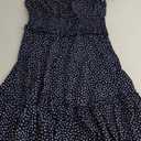 YOBECHO Womens Summer Ruffle Sleeve Sweetheart Neckline Printing Dress Mini Dresses (Small, Navy Blue)