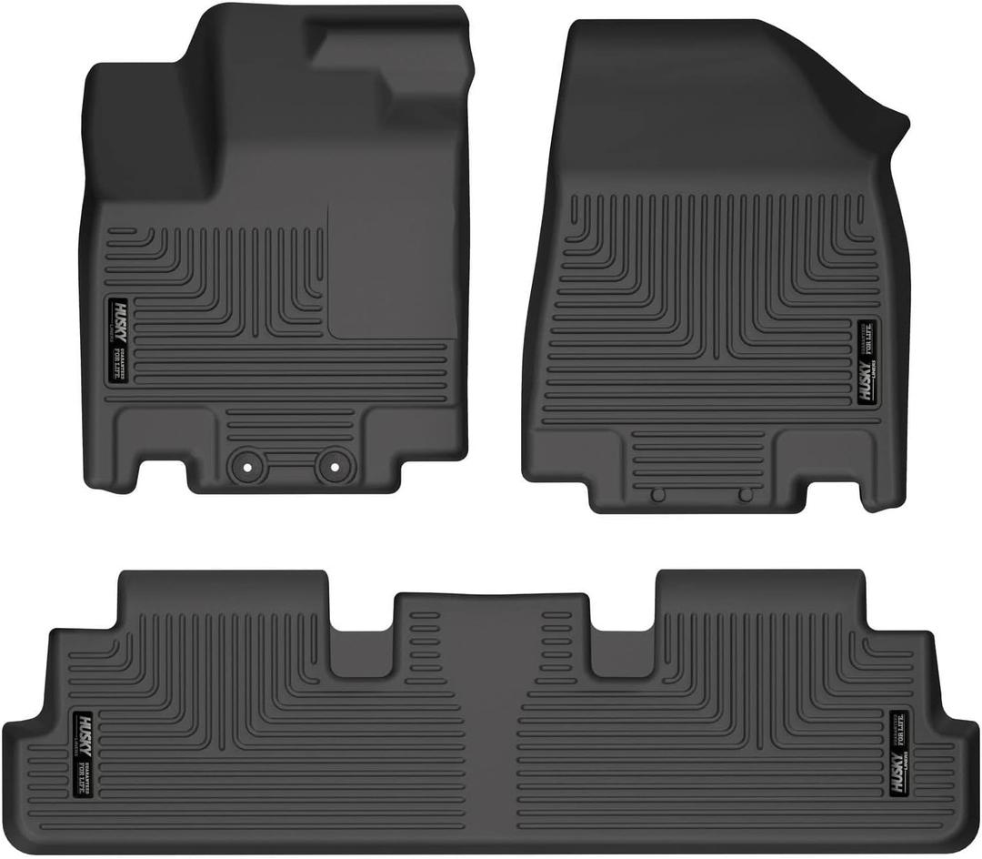 Husky Liners Weatherbeater Floor Mats | Fits 2022-2026 Nissan Pathfinder & Infiniti QX60 | Front & 2nd Row, 3-pc Black - 95701