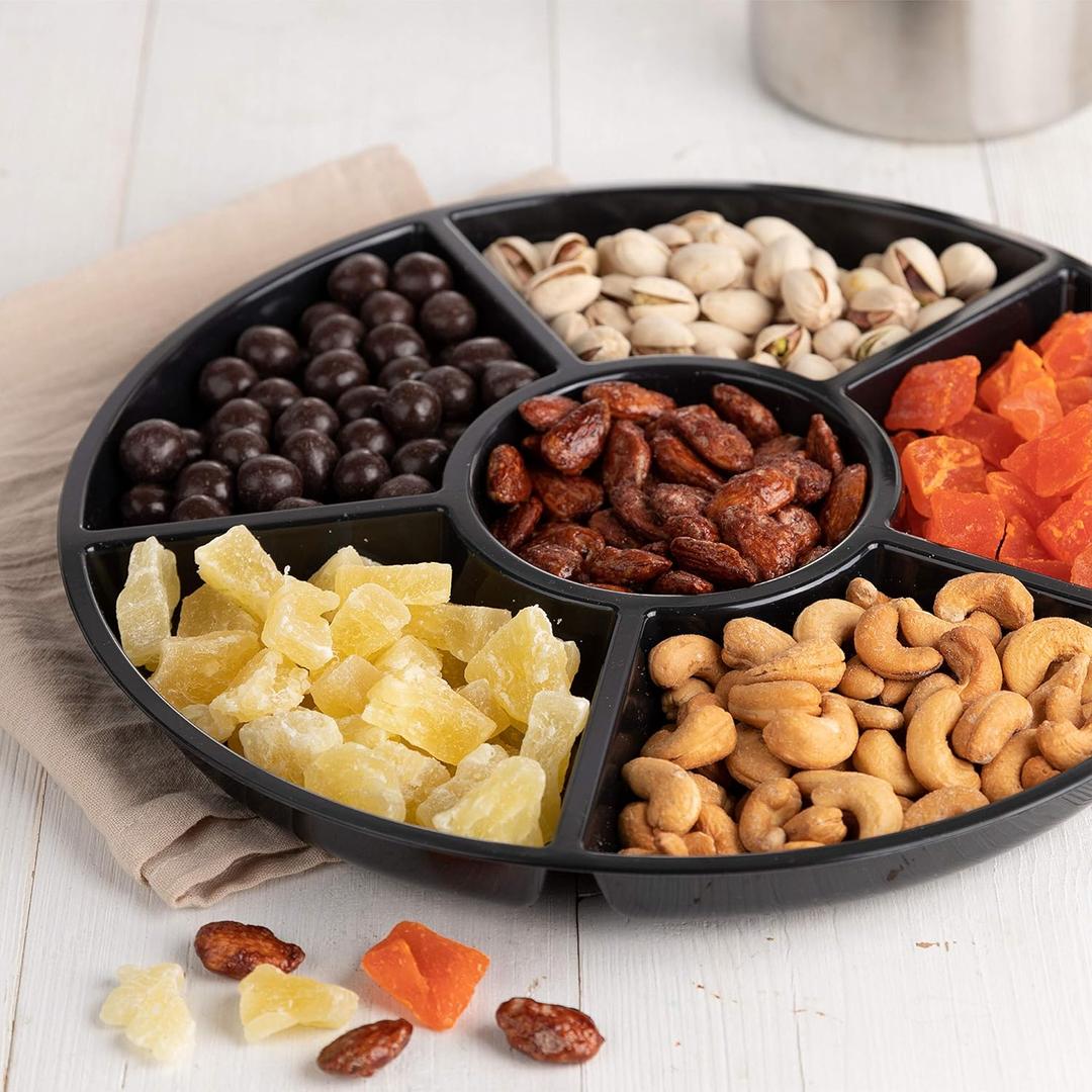 Plasticpro 6 Sectional Round Plastic Serving Tray/Platter, 8PCS