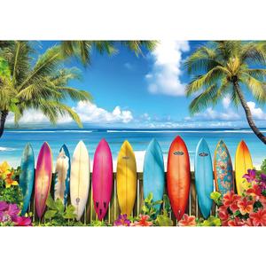 2000 Piece Jigsaw Puzzle for Adults  Vibrant Surfboard and Palm Tree Beach Scene  Fun and Challenging Puzzle Game, Tropical Artwork, Gift for Adults, Home Decor, Family Entertainment (39" x 28")