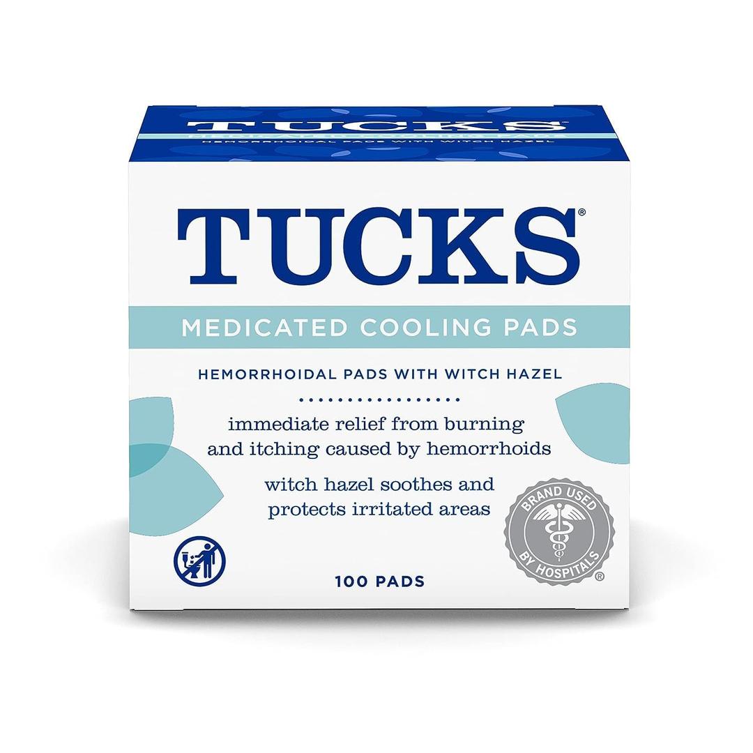 TUCKS Medicated Cooling Pads, 100 Count Hemorrhoid Pads with Witch Hazel, Cleanses Sensitive Areas, Protects from Irritation, Hemorrhoid Treatment, Medicated Pads Used by Hospitals
