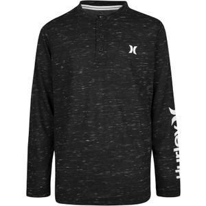 Hurley Boys' Long Sleeve Soft Basic Cloud Slub T-Shirt (Small, Black)
