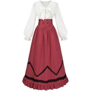 CR ROLECOS Victorian Dress Women Renaissance Gowns Edwardian Costume Vintage 1800s Dress, M