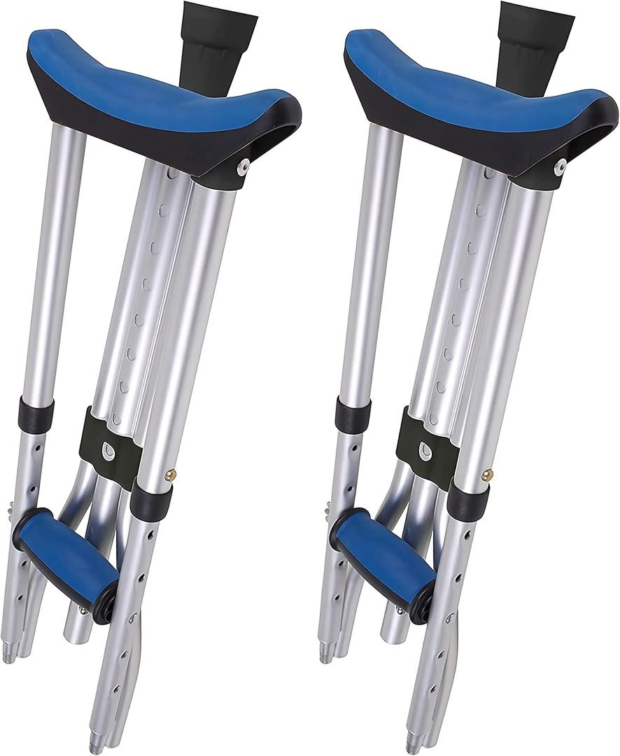 Carex Folding Aluminum Under Arm Crutches for Adults 4'11" to 6'1", 2 Lightweight Crutches Included, Universal for Walking, Walking Aid for Kids, Adults & Seniors, Includes Padded Underarm Cushions