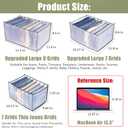 TOOVREN Wardrobe Clothes Organizer, 7 Grids, Drawer Organizers for Clothing, Foldable Closet and Storage Basket, Clothes Compartment Box, Bedroom Dorm Room, 4PCS, Gray