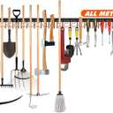 68'' All Metal Garden Tool Organizer Wall Mount Garage Organizers and Storage with Hooks Tool Hangers for Shed (68inch)