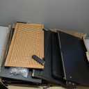 EFURDEN Storage Cabinet with Rattan Decorated Doors, Black Kitchen Buffet Cabinet with Storage, Bathroom Storage Floor Cabinet with Large Storage Space